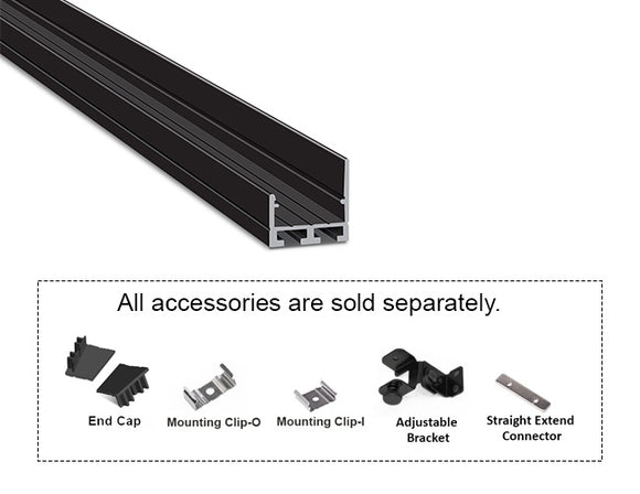 LED Wall Washer Strip Light - Black Aluminum Channel ES 2321 - 48"