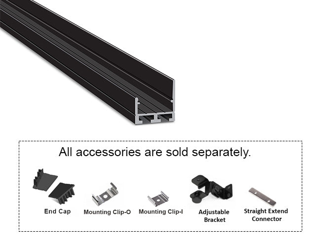 LED Wall Washer Strip Light - Black Aluminum Channel ES 2321 - 94"