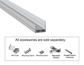LED Wall Washer Strip Light - Silver Aluminum Channel ES 2321 - 48" - 0