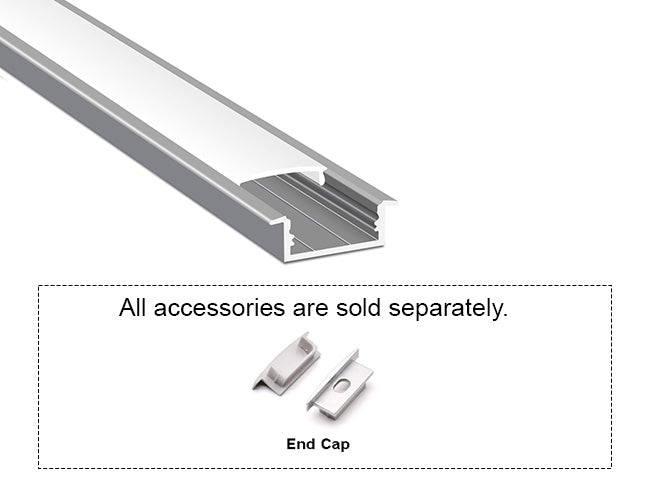 FLAT RECESS - ES 3011 Silver Aluminum Channel + Milky Diffuser - 94"