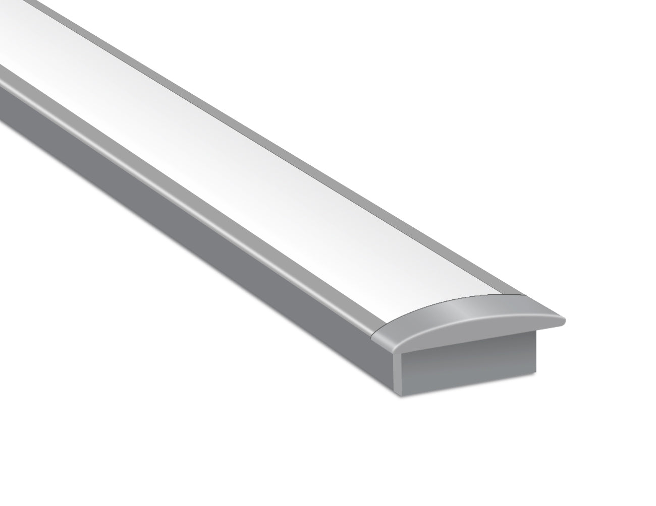 FLAT RECESS - ES 3011 Silver Aluminum Channel + Milky Diffuser - 94"