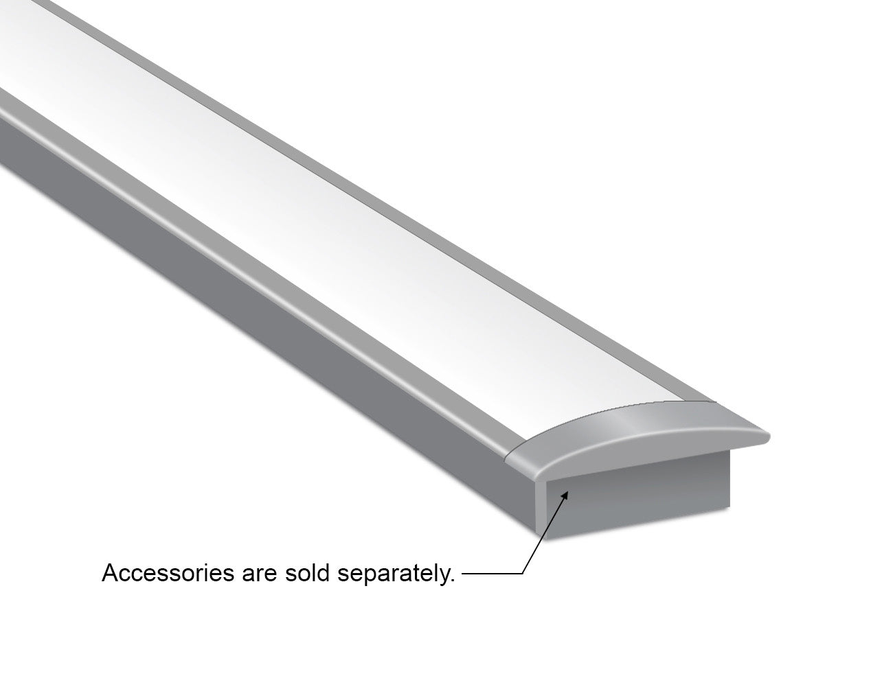 FLAT RECESS - ES 3011 Silver Aluminum Channel + Milky Diffuser - 94"