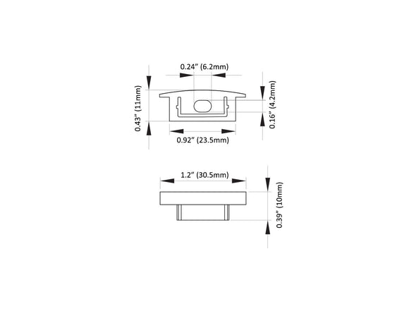 Aluminum Channel SKINNY SHALLOW RECESS Accessories - ES 3011 End Caps (pair)