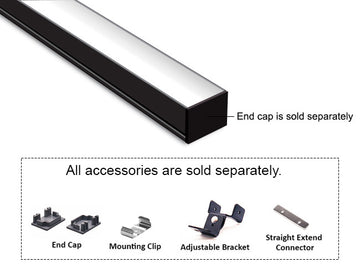 3021 Linear ES 3021 Black Aluminum Channel with Milky Diffuser offers bright, even LED illumination with a sleek, modern design. Built from durable anodized aluminum, it ensures efficient heat dissipation and seamless lighting for architectural and wall-wash installations.
