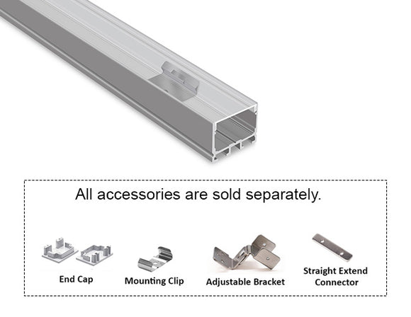 3021 Linear ES 3021 Silver Aluminum Channel with Clear Diffuser features a deep, wide housing that supports high-output LED strips for powerful, uniform illumination. Ideal for architectural and commercial linear lighting installations.