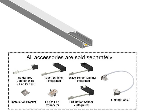 Undercabinet Light 31134 surface mounted solder-free LED linear light with plug and play connector, anthracite finish, cuttable design for cabinet lighting