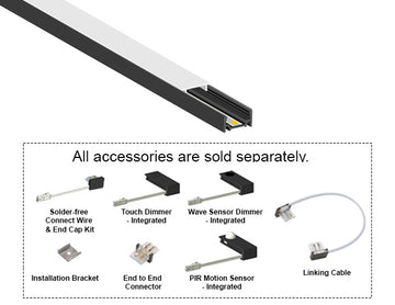 Undercabinet Light 31134 surface mounted solder-free LED linear light with plug and play connector, anthracite finish, cuttable design for cabinet lighting