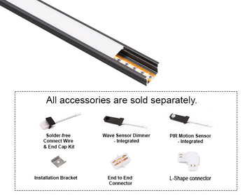 31138 Undercabinet Light accessories including solder-free connectors, PIR motion sensor and wave dimmer