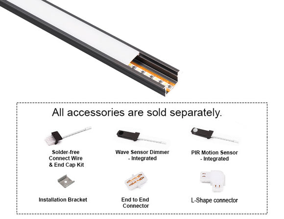 31138 Undercabinet Light accessories including solder-free connectors, PIR motion sensor and wave dimmer