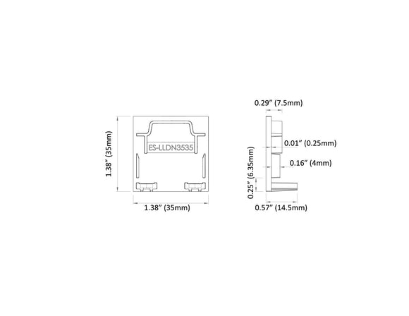Aluminum Channel 3535 LINEAR Accessories - ES 3535 End Caps (pair)