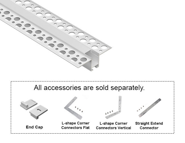 SLIM TRIMLESS RECESS - GLQ 5319 Silver Aluminum Channel + Milky Diffuser - 94"