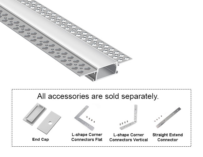 TRIMLESS RECESS - YD 7615 Silver Aluminum Channel + Milky Diffuser - 94"