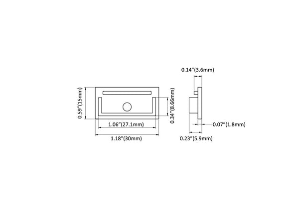 Aluminum Channel TRIMLESS RECESS Accessories - YD 7615 End Caps (pair)