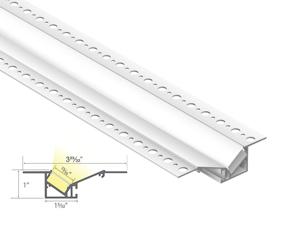 ANGLE WASH - GLQ 9526 White Aluminum Channel + Milky Diffuser - 94" - 1