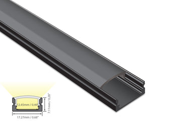 SLIM FLAT - YD 1205 Black Aluminum Channel + Black Diffuser - 24"