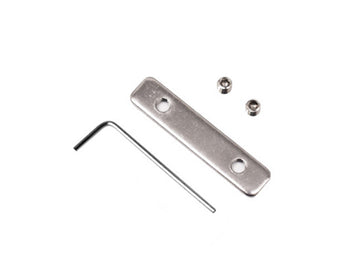 Top view of Type B aluminum straight extension connector with two holes and two screws.