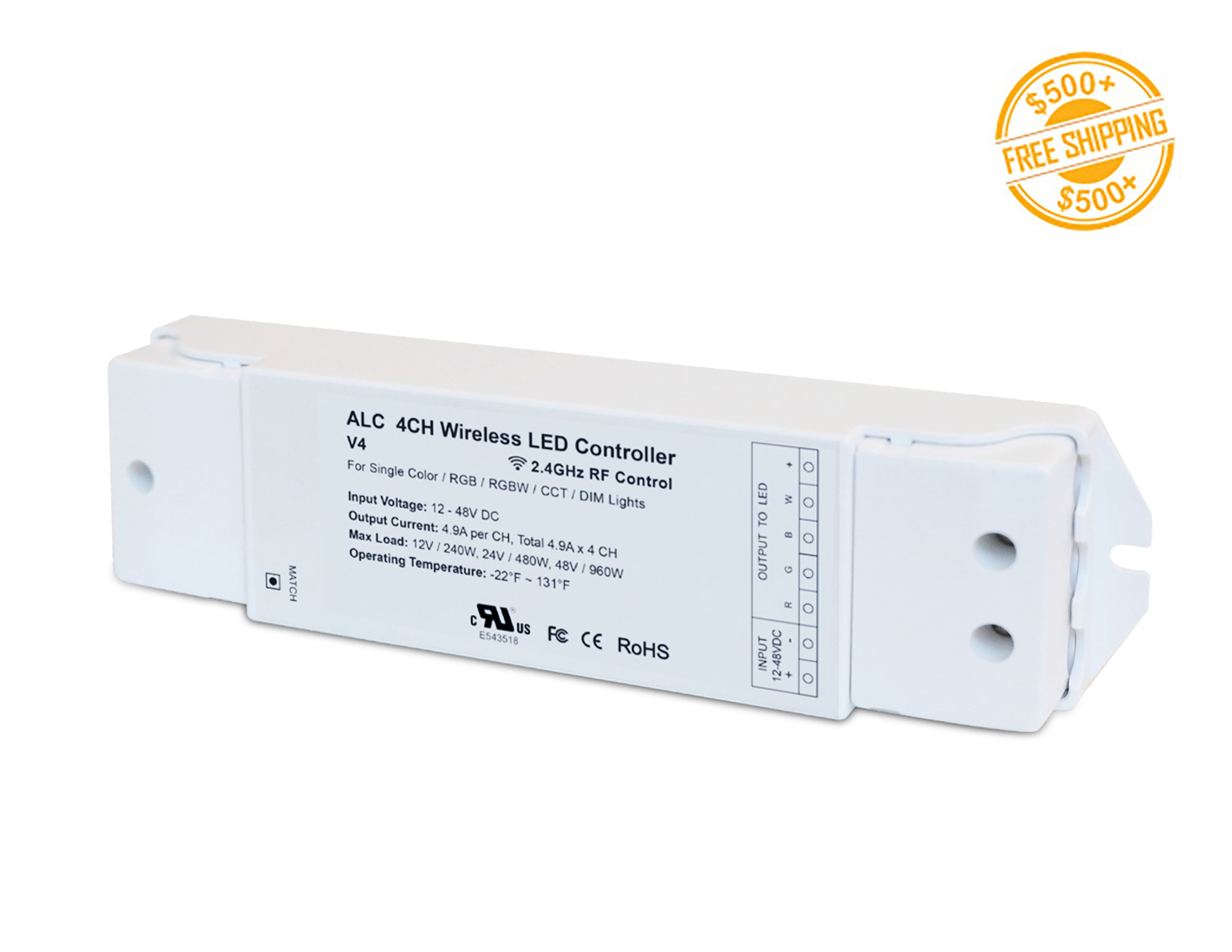 Receiver Led ALC - GLSV4 4-Channel Wireless LED Receiver | GL LED US LIGHTING