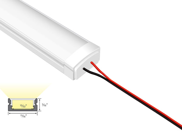 SLIM FLAT - GLQ 1709 White Aluminum Channel With Solder Free End Caps + Milky Diffuser -94" - 1