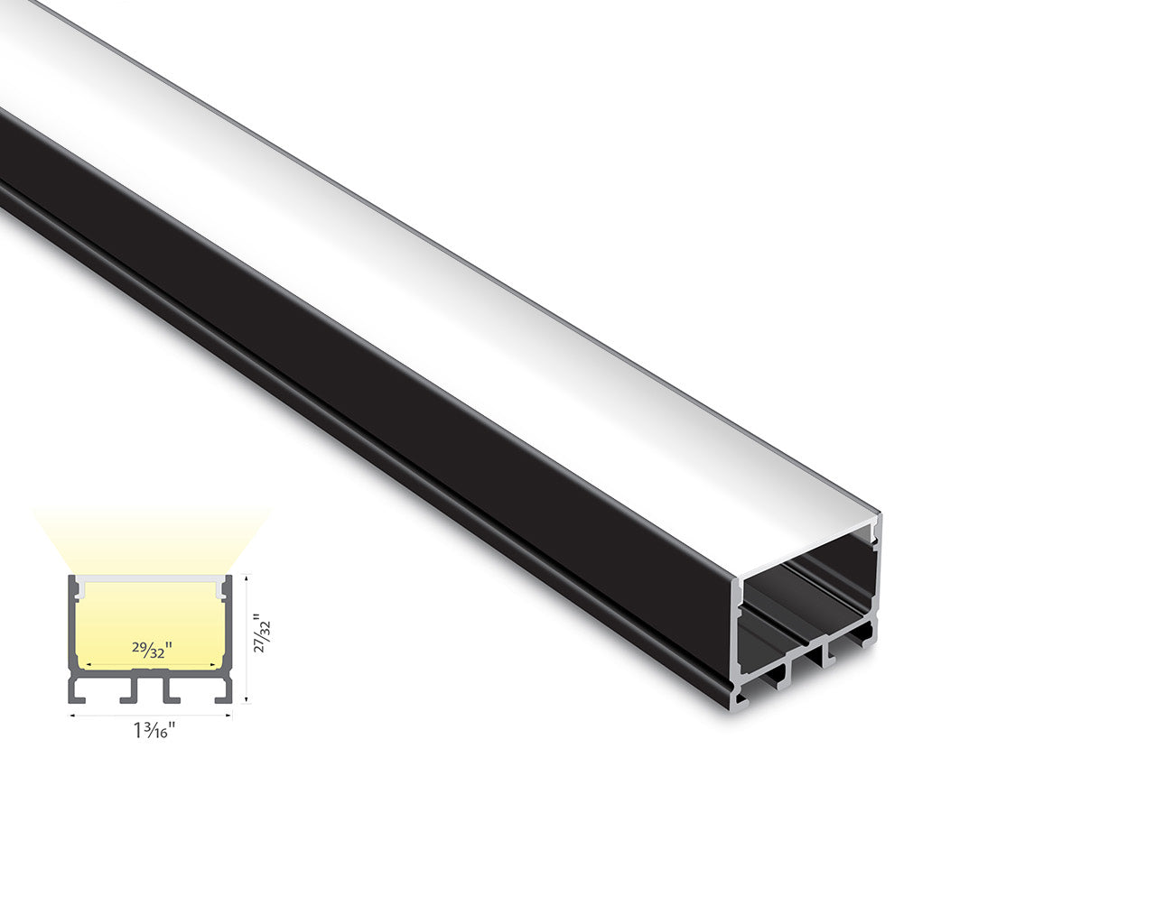 3021 LINEAR - ES 3021 Black Aluminum Channel + Milky Diffuser - 94"