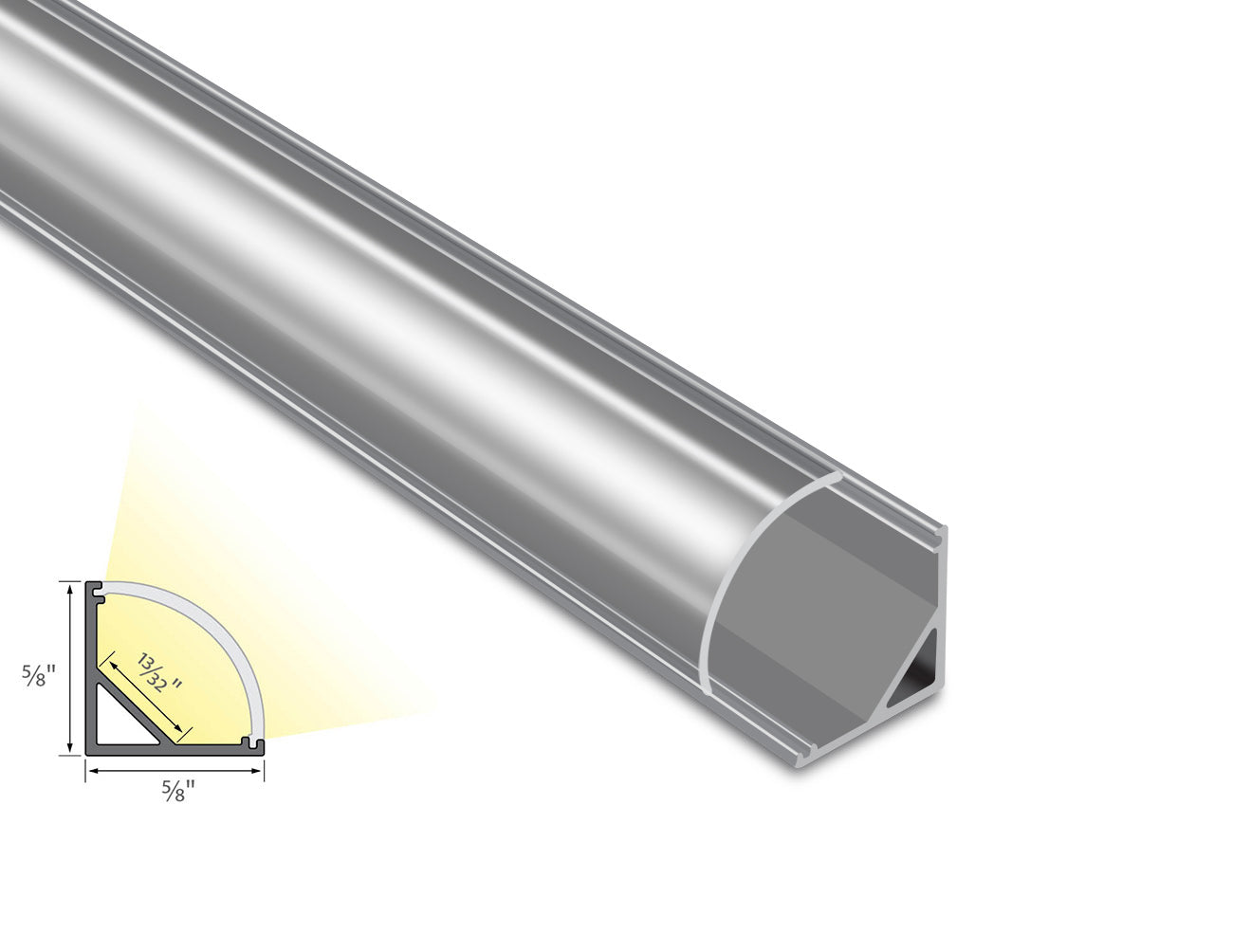 ROUND CORNER-S - YD 1002 Silver Aluminum Channel + Clear Diffuser - 94"