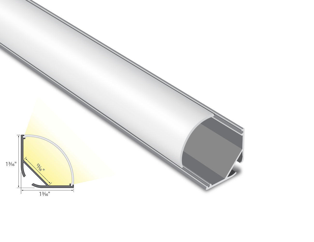 ROUND CORNER-L - YD 2004 Silver Aluminum Channel + Milky Diffuser - 94"