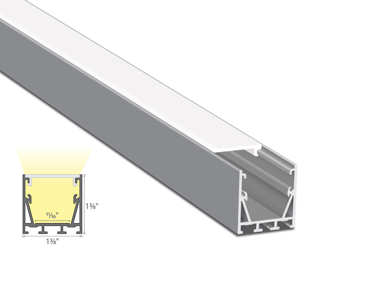 3535 LINEAR - ES 3535 Silver Aluminum Channel + Milky Diffuser - 94"