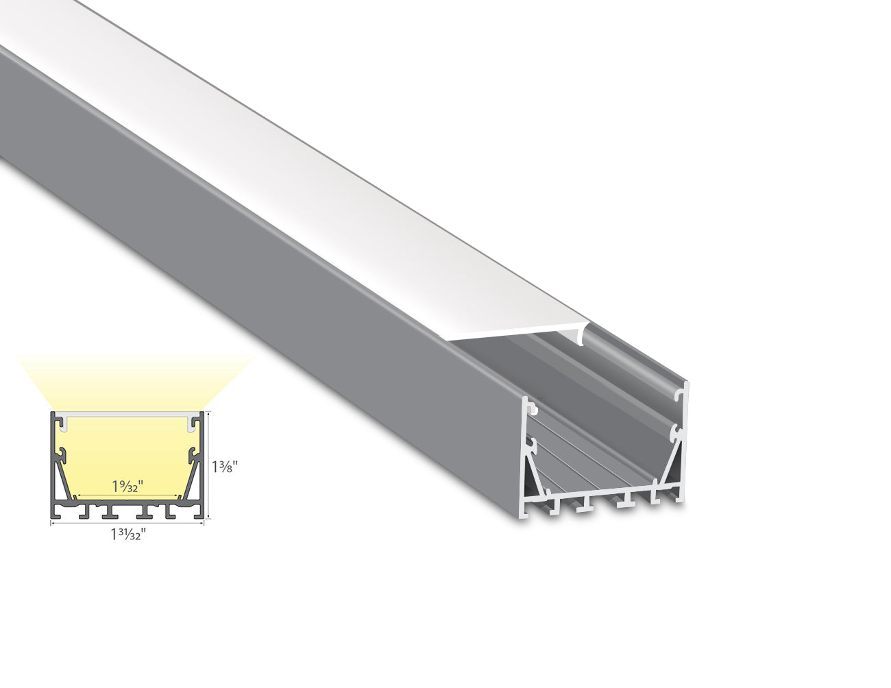 5035 LINEAR - ES 5035 Silver Aluminum Channel + Milky Diffuser - 94“