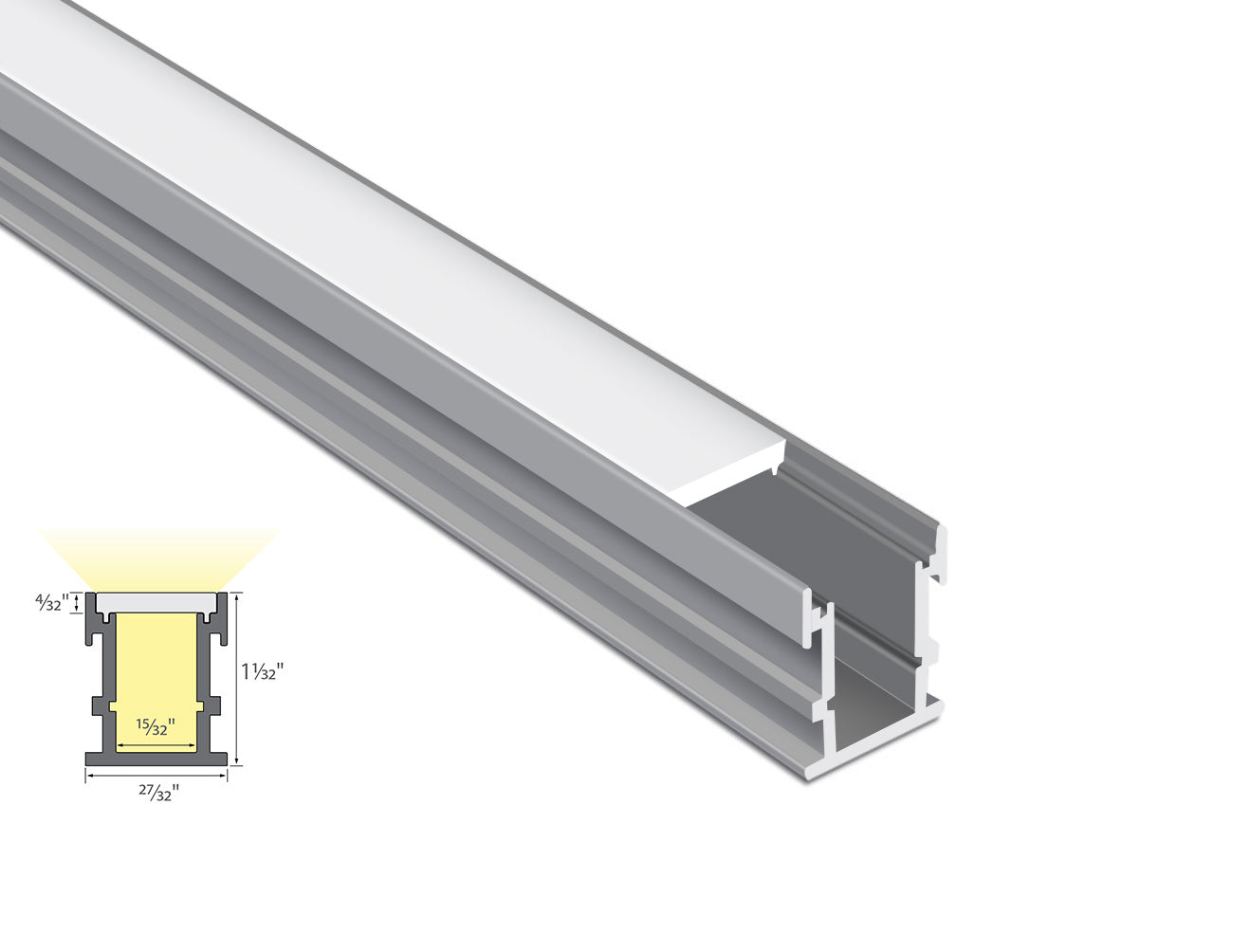 FLOOR RECESS - GL 034 Silver Aluminum Channel + Milky Diffuser - 94"