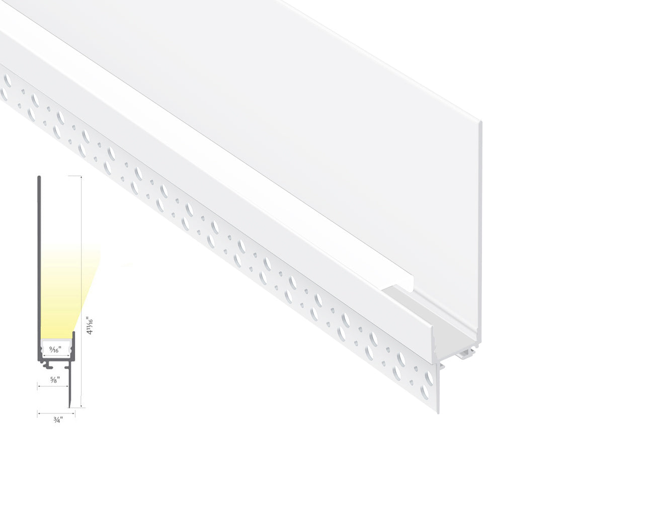 WALL WASHER - GL 085 White Aluminum Channel + Milky Diffuser - 94"