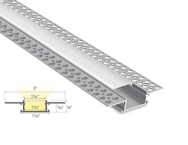 TRIMLESS RECESS - YD 7615 Silver Aluminum Channel + Milky Diffuser - 94" - 1