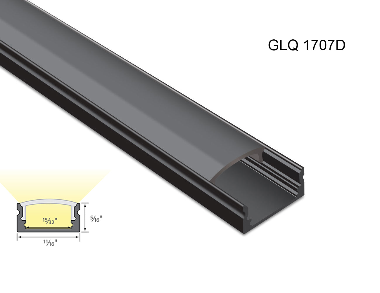 SLIM FLAT - GLQ 1707D Black Aluminum Channel + Black Diffuser - 24"/94" - 0