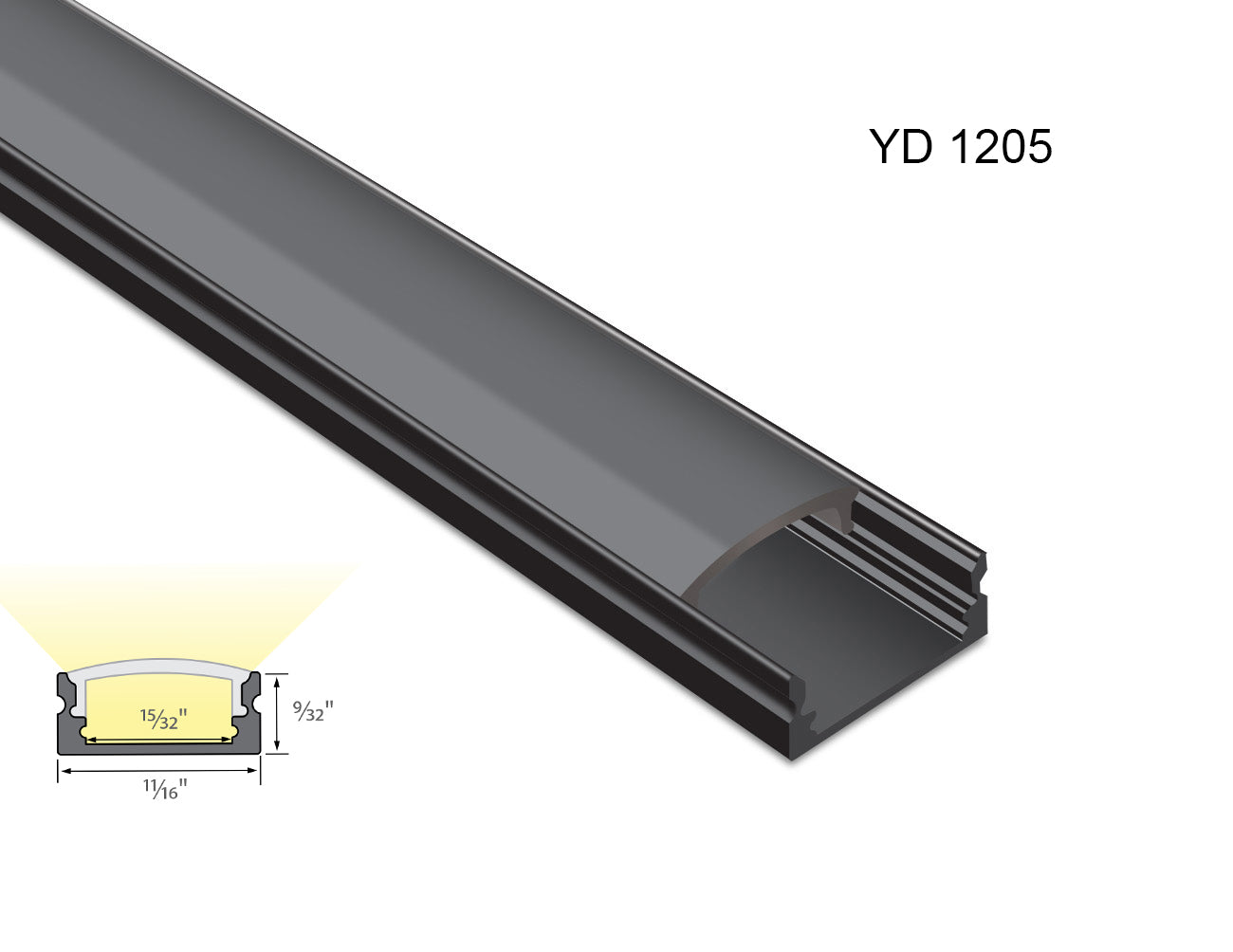 SLIM FLAT - GLQ 1707D Black Aluminum Channel + Black Diffuser - 24"/94"