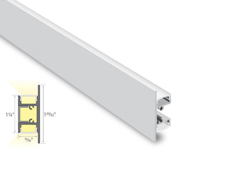 Cross section view of sconce-S aluminum channel GL-050, showing its dimension and light glowing directions.
