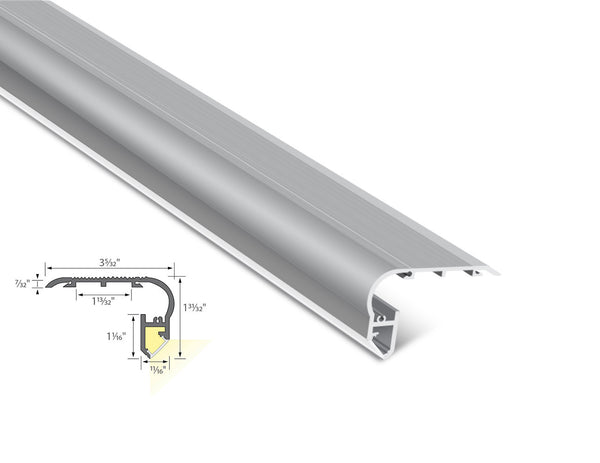 STAIR EDGE - GL 024 Silver Aluminum Channel + Milky Diffuser - 78" - 1