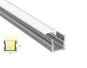 SLIM SQUARE - YD 1202 Silver Aluminum Channel + Milky Diffuser - 94" - 1