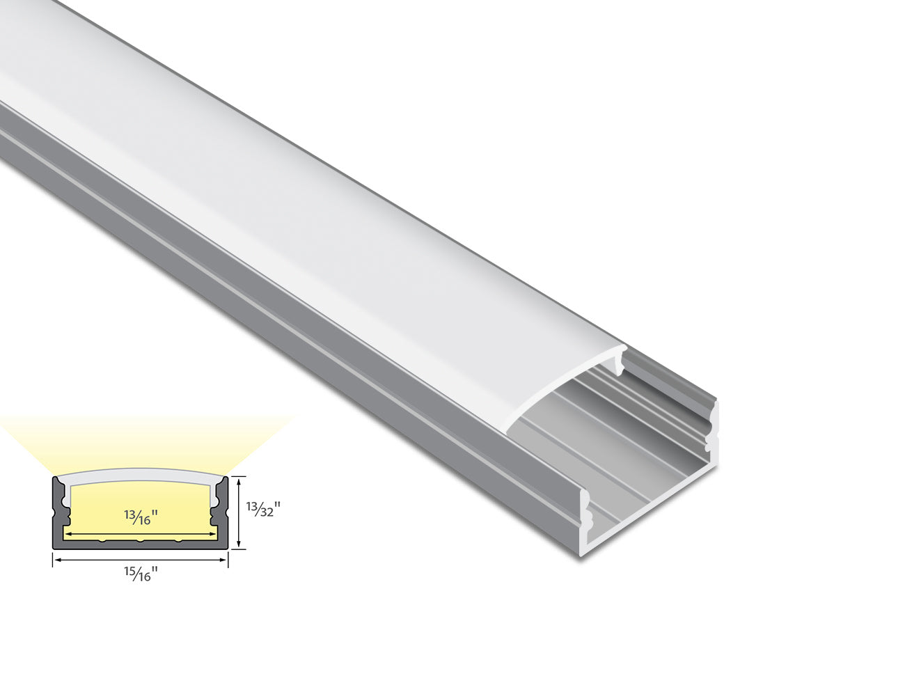 WIDE FLAT - YD 2002 Silver Aluminum Channel + Milky Diffuser - 94"