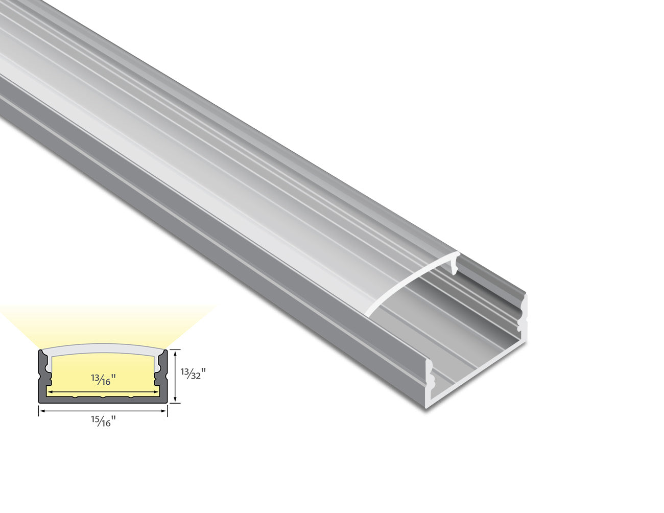 WIDE FLAT - YD 2002 Silver Aluminum Channel + Clear Diffuser - 94"