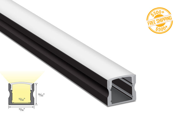 Aluminum Channel SLIM SQUARE YD 1202 Black Channel + Milky Diffuser