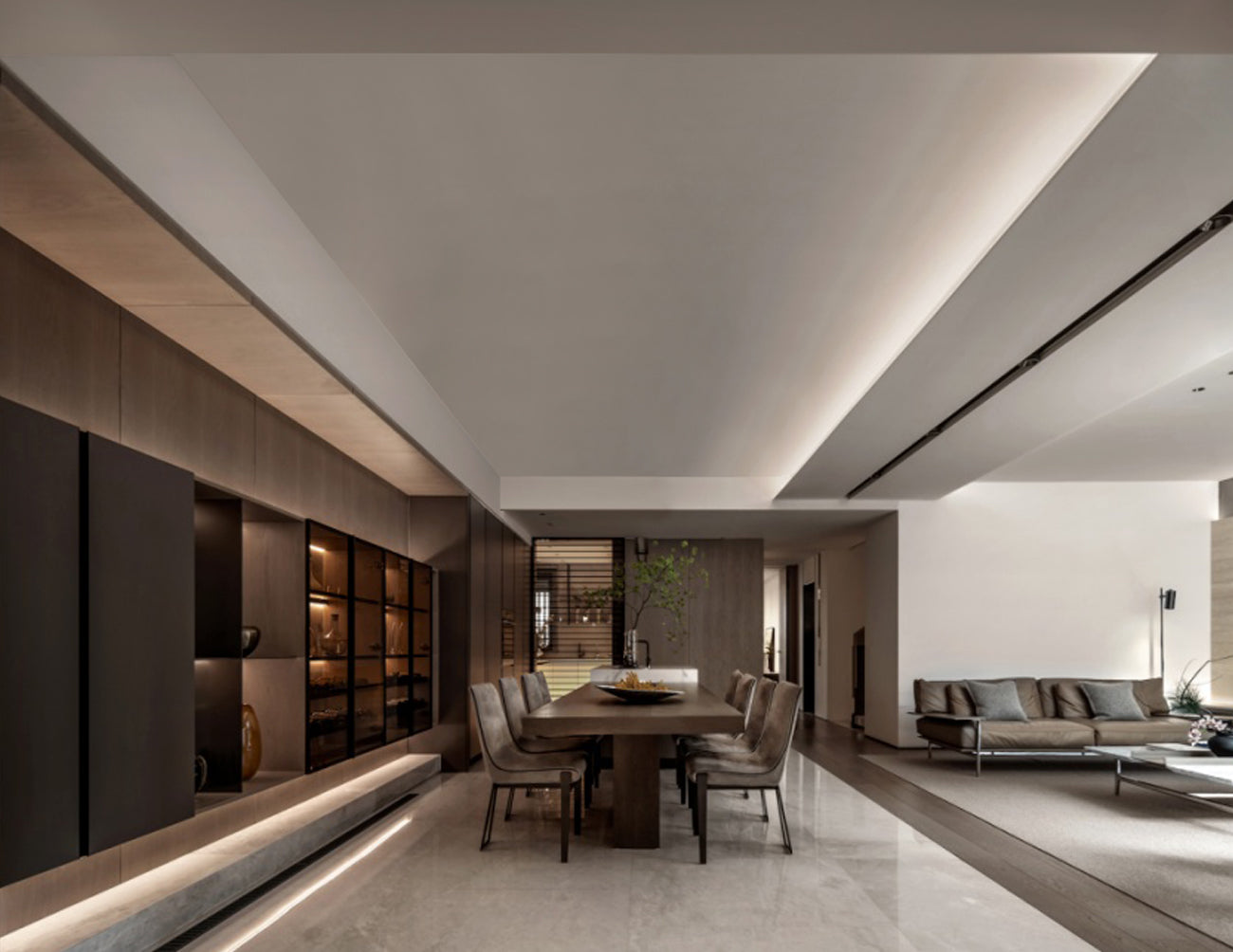 GLB L507C aluminum profile suitable for indoor recessed double-layer ceiling lighting, designed to integrate with LED strip lights for seamless linear illumination and enhanced architectural aesthetics.