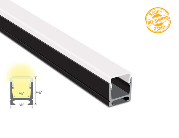 Aluminum Channel SKINNY DOME YD 1418 Black Channel + Milky Diffuser