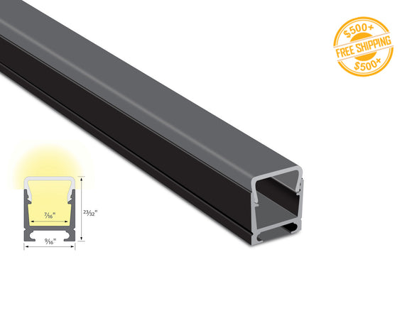 Aluminum Channel SKINNY DOME YD 1418 Black Channel + Black Diffuser