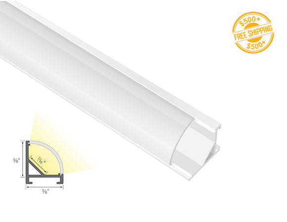 Aluminum Channel ROUND CORNER-S-SL GLQ1619 White Channel + Milky Diffuser