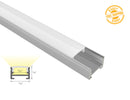 Aluminum Channel SLIM FLAT GLQ 1711 Silver Channel + Milky Diffuser