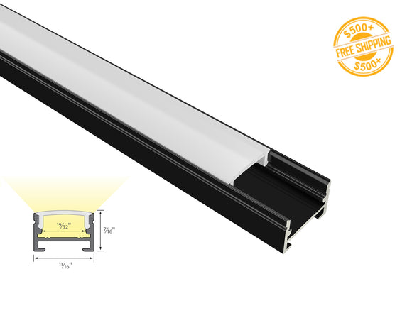 Aluminum Channel SLIM FLAT GLQ 1711 Black Channel + Milky Diffuser