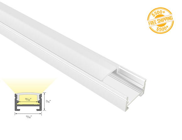Aluminum Channel SLIM FLAT GLQ 1711 White Channel + Milky Diffuser