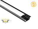 Aluminum Channel SLIM SHALLOW RECESS ES 2309 Black Channel + Milky Diffuser