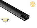 Aluminum Channel SLIM SHALLOW RECESS ES 2309 Black Channel + Black Diffuser