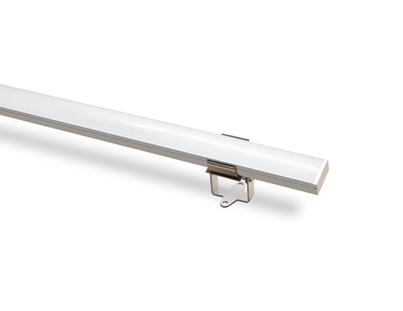 Aluminum channel mounted with adjustable bracket, showing 180-degree angle adjustment for directional lighting installation.