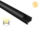 Aluminum Channel SLIM FLAT GLQ 1711 Black Channel + Black Diffuser