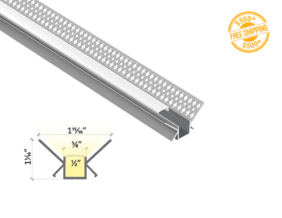 Aluminum channel INSIDE CORNER BY 5026 Silver Channel + Milky Diffuser